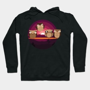 Four Wise Night Owls | Animal Birds Hoodie